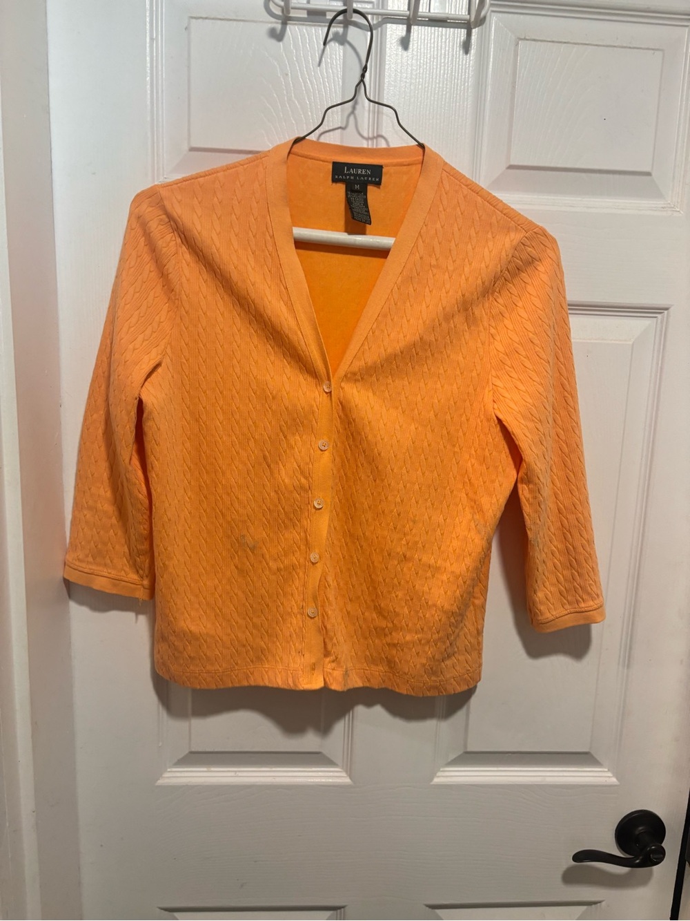 Ralph Lauren Orange Button-Front Knit Cardigan